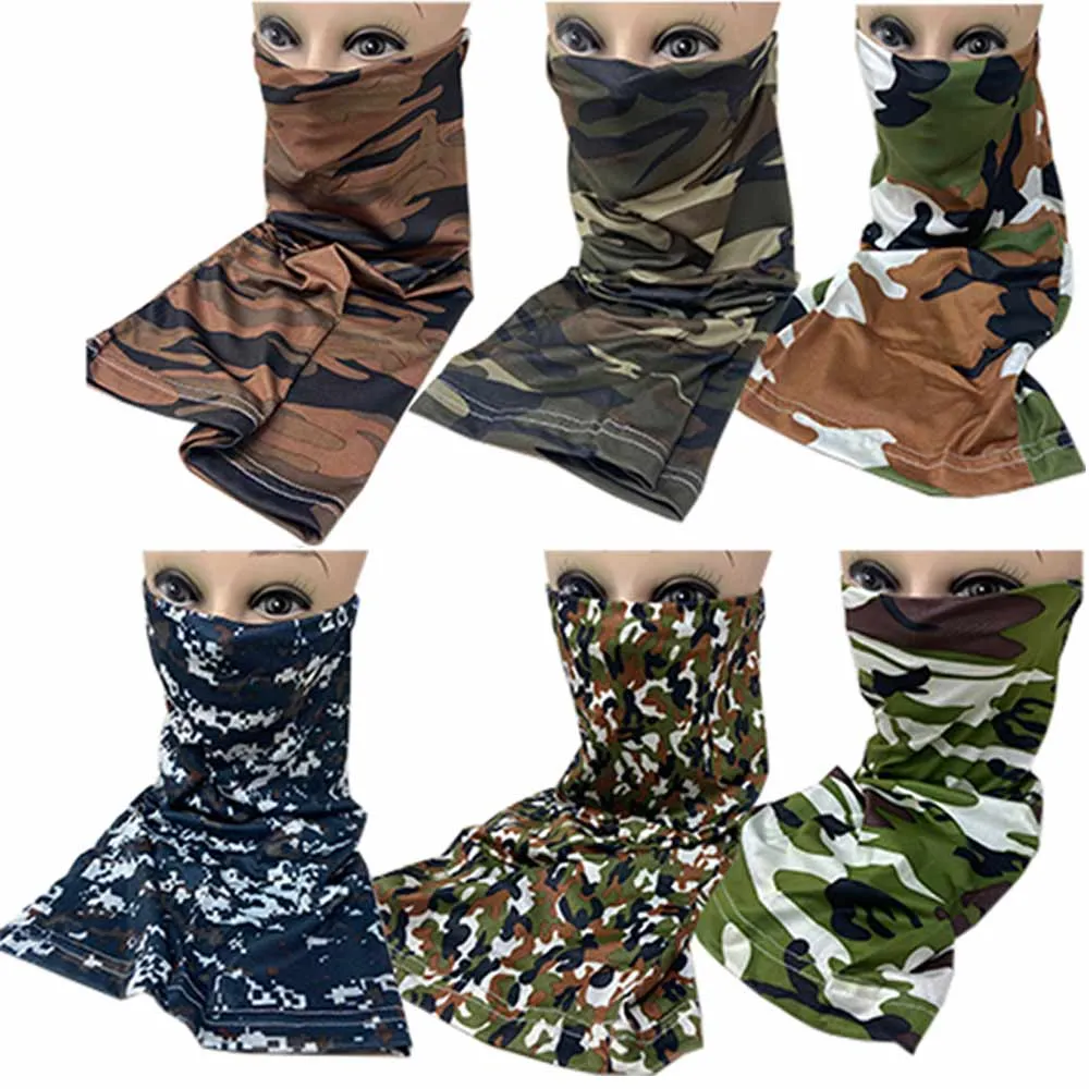 2 Pc Camo Cooling Neck Gaiter Face Scarf Sun Shield Balaclava Bandana Headband