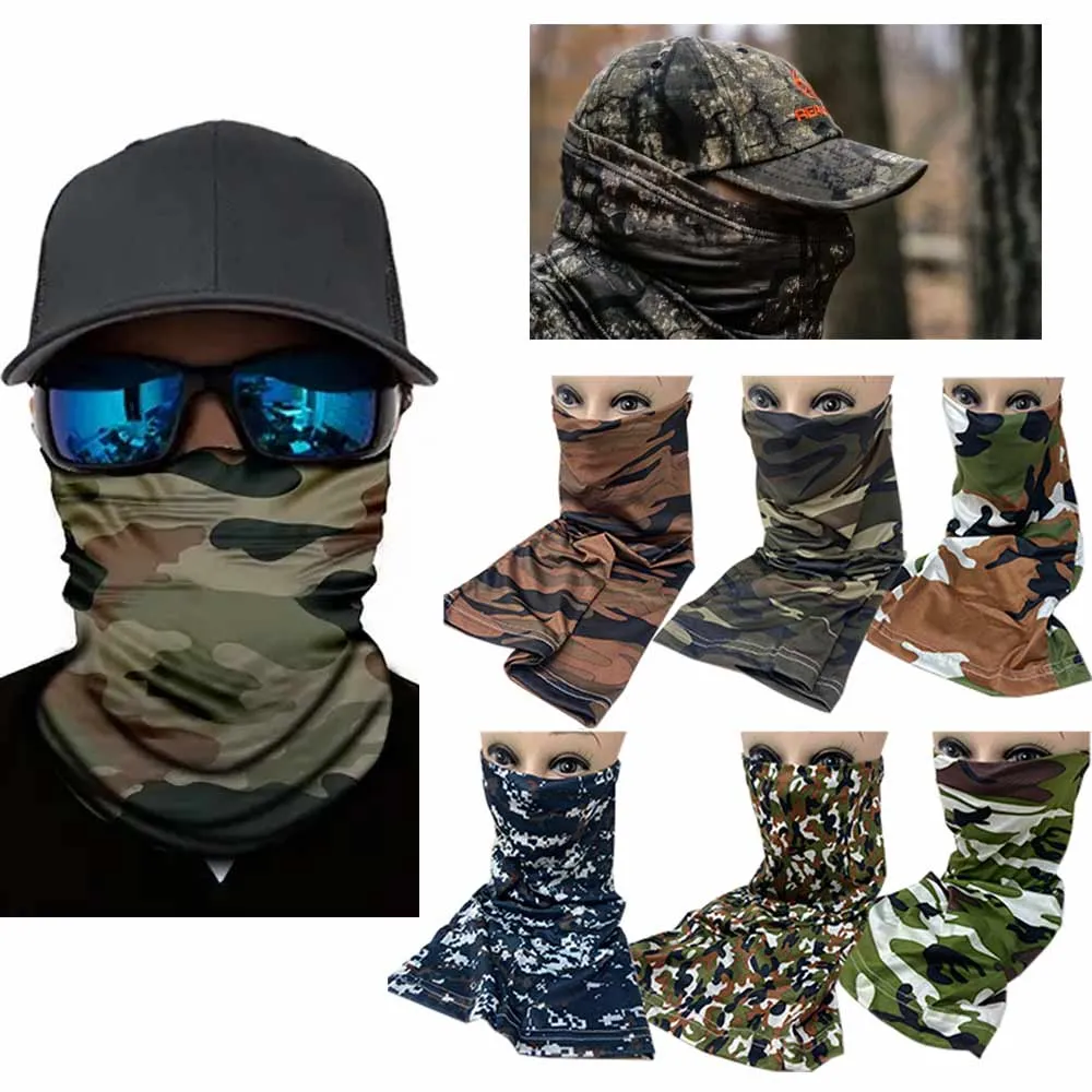 2 Pc Camo Cooling Neck Gaiter Face Scarf Sun Shield Balaclava Bandana Headband