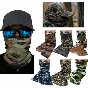 2 Pc Camo Cooling Neck Gaiter Face Scarf Sun Shield Balaclava Bandana Headband