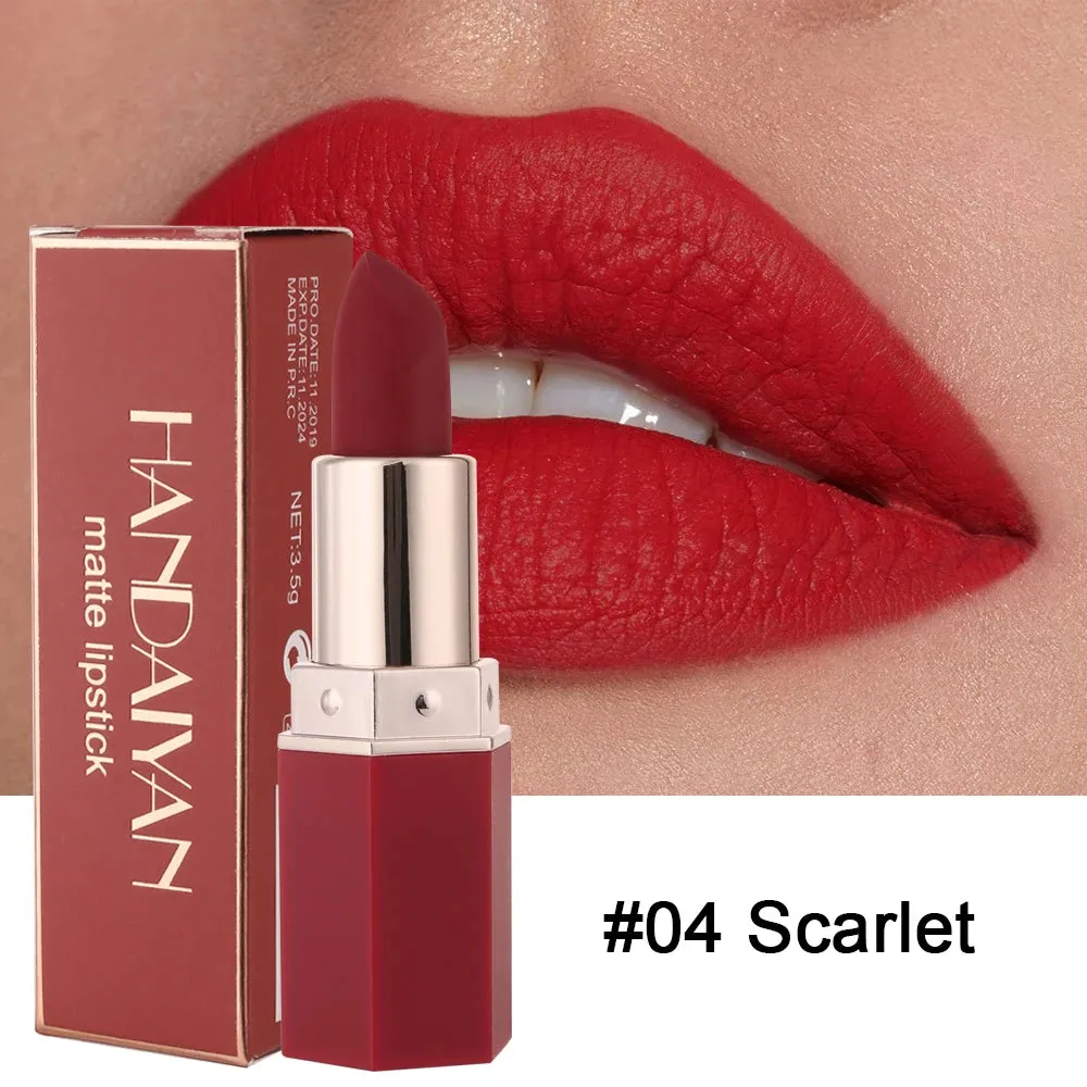 6-Colors Matte Lipstick – Long-Lasting, Non-Fading Velvet Finish, Waterproof & Smudge-Proof Lip Colors