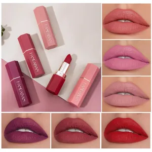 6-Colors Matte Lipstick – Long-Lasting, Non-Fading Velvet Finish, Waterproof & Smudge-Proof Lip Colors