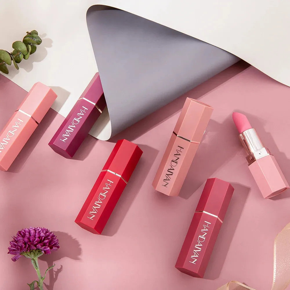 6-Colors Matte Lipstick – Long-Lasting, Non-Fading Velvet Finish, Waterproof & Smudge-Proof Lip Colors
