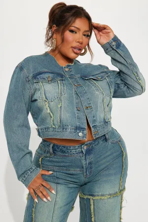 Belmont Tinted Crop Denim Jacket - Medium Wash