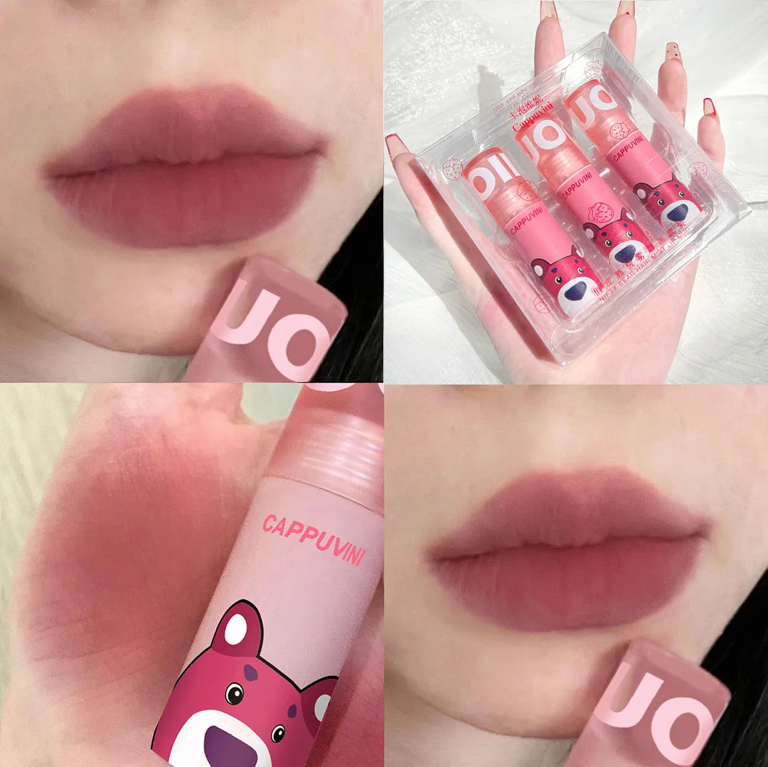 Cappuvini playful bear lip mud velvet matte matte long-lasting not easy to fade white student lipstick lip glaze