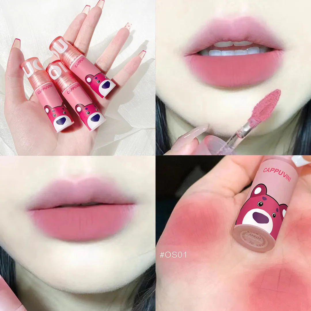 Cappuvini playful bear lip mud velvet matte matte long-lasting not easy to fade white student lipstick lip glaze