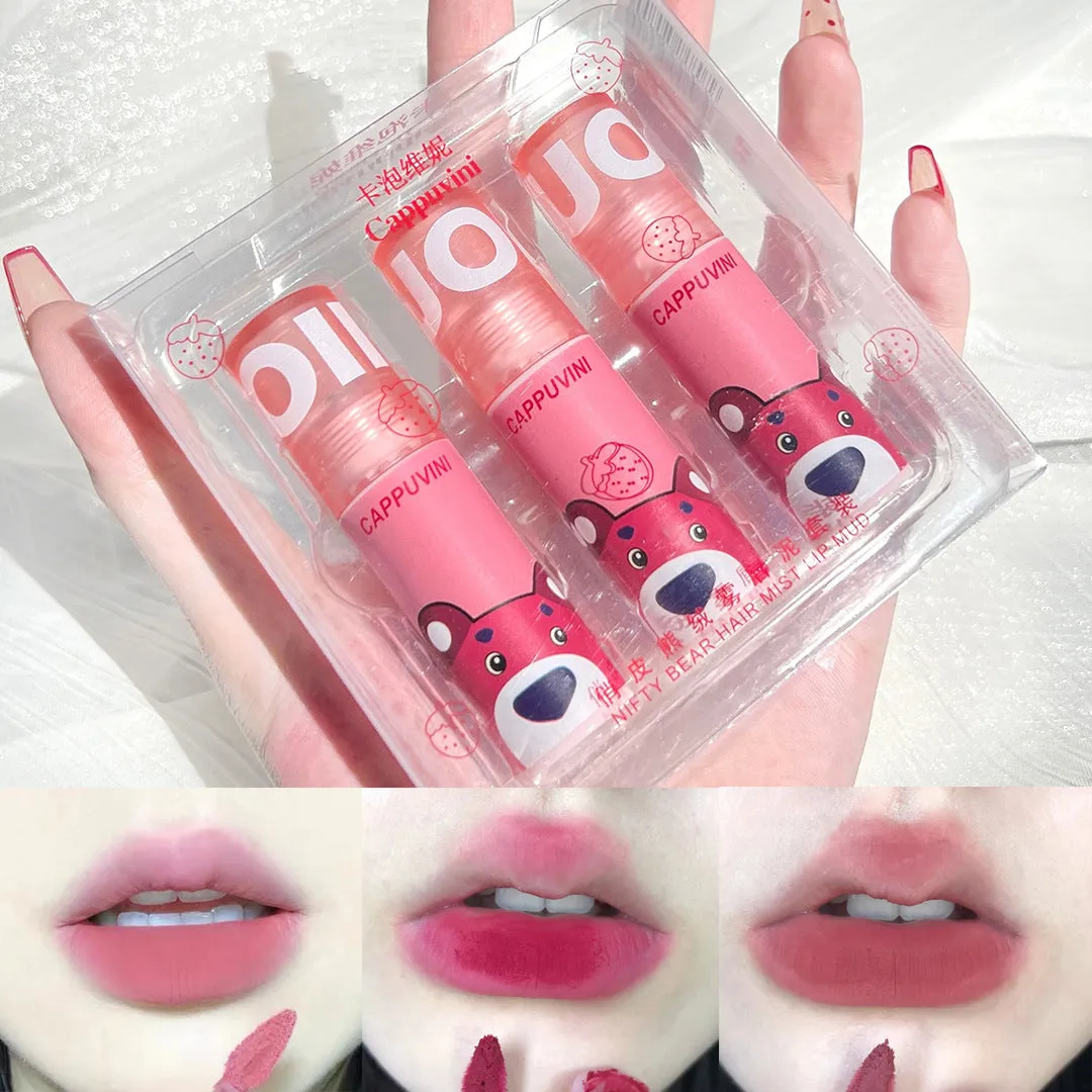 Cappuvini playful bear lip mud velvet matte matte long-lasting not easy to fade white student lipstick lip glaze