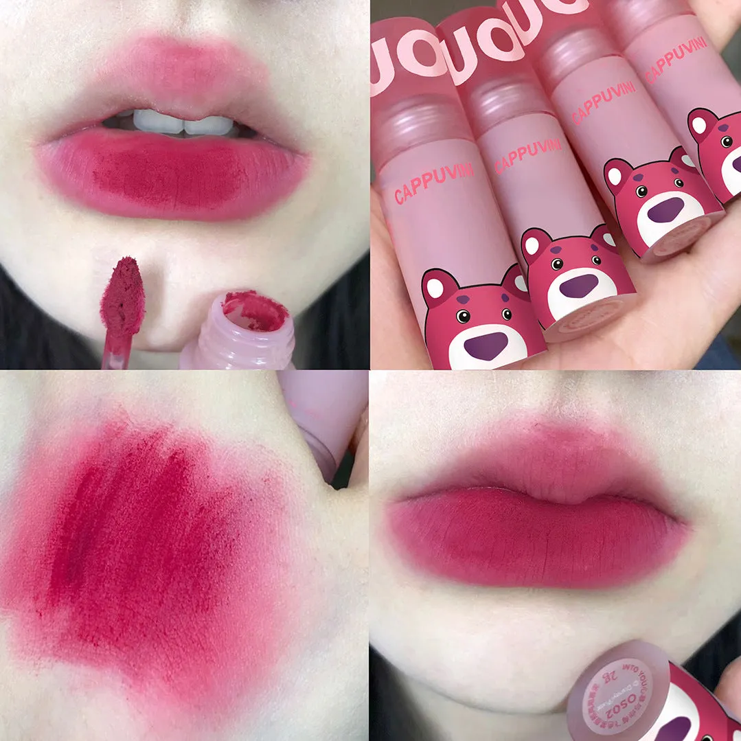 Cappuvini playful bear lip mud velvet matte matte long-lasting not easy to fade white student lipstick lip glaze