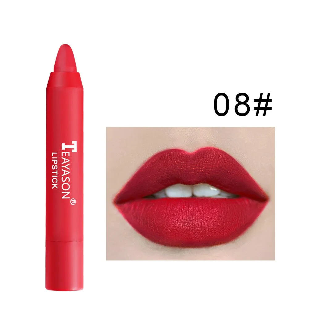 Flytonn 12 Colors Sexy Matte Lipstick Waterproof Long Lasting Color Rendering Non-stick Velvet Lips Liner Pencil Woman Makeup Cosmetics