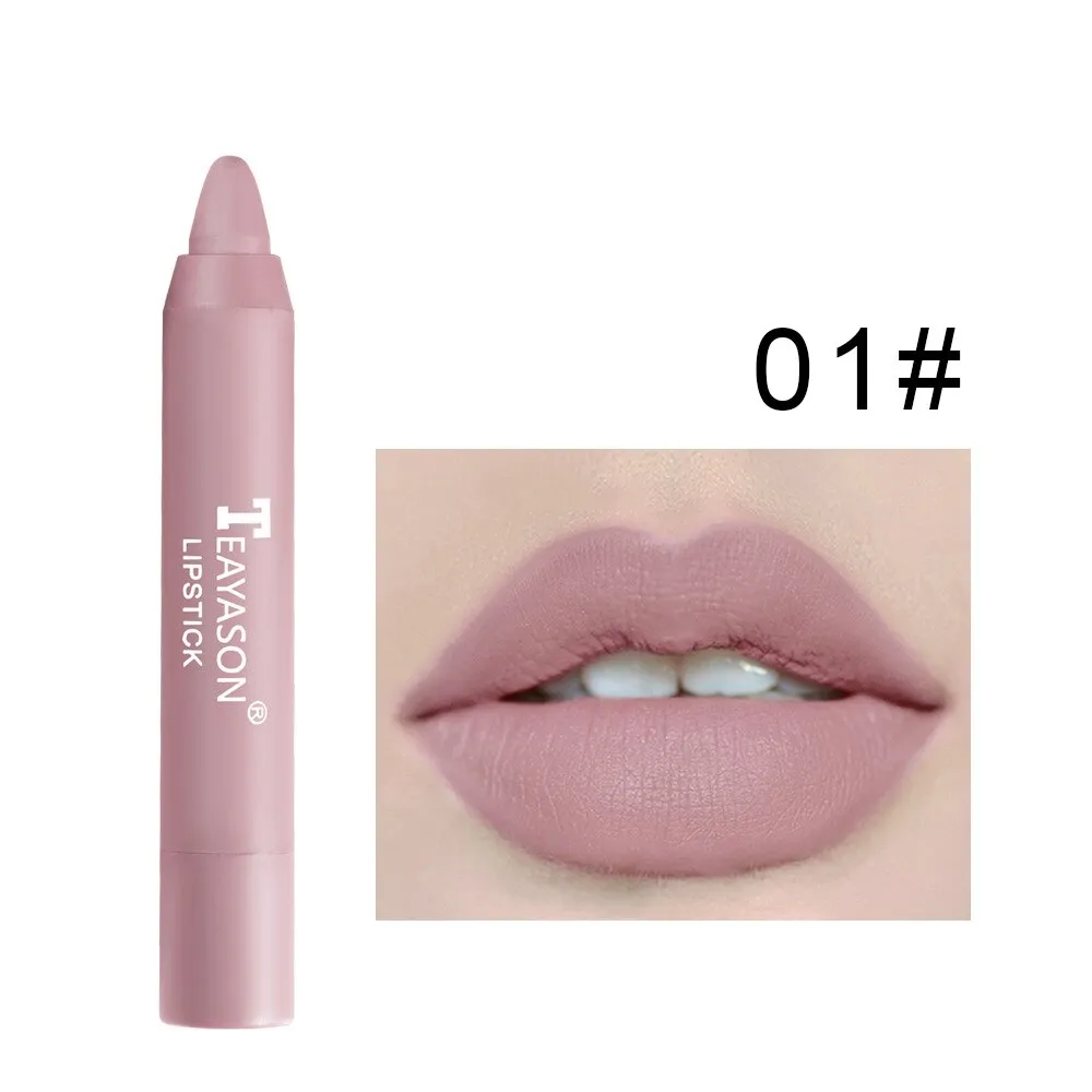 Flytonn 12 Colors Sexy Matte Lipstick Waterproof Long Lasting Color Rendering Non-stick Velvet Lips Liner Pencil Woman Makeup Cosmetics