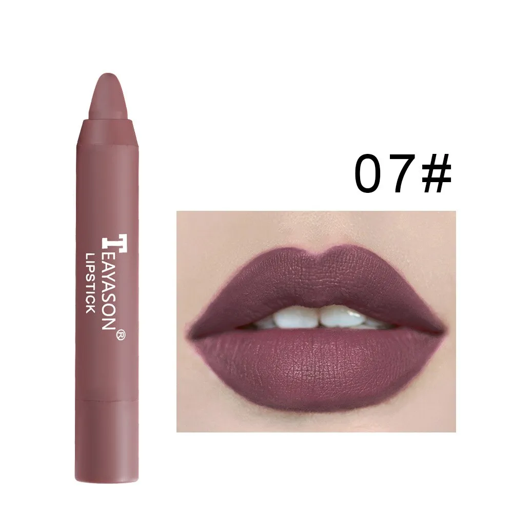 Flytonn 12 Colors Sexy Matte Lipstick Waterproof Long Lasting Color Rendering Non-stick Velvet Lips Liner Pencil Woman Makeup Cosmetics