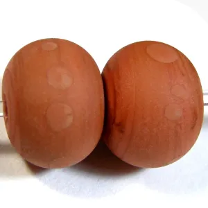 Handmade Lampwork Glass Beads, Hawaiian Clay Orange Etched Matte 685e