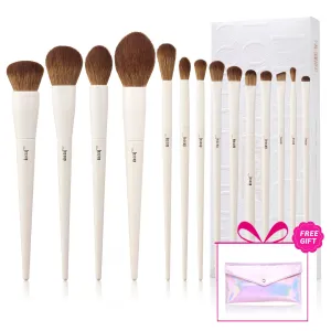 Luxury Light Gray Comprehensive Eye and Face Brush Set 14pcs T329