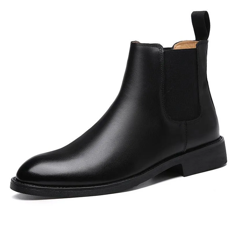 Men's Nubuck Leather High-top Ankle Boots - Pointed Toe British Martin Boots