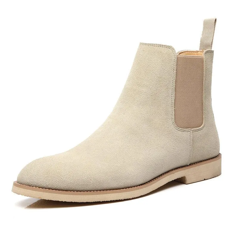 Men's Nubuck Leather High-top Ankle Boots - Pointed Toe British Martin Boots