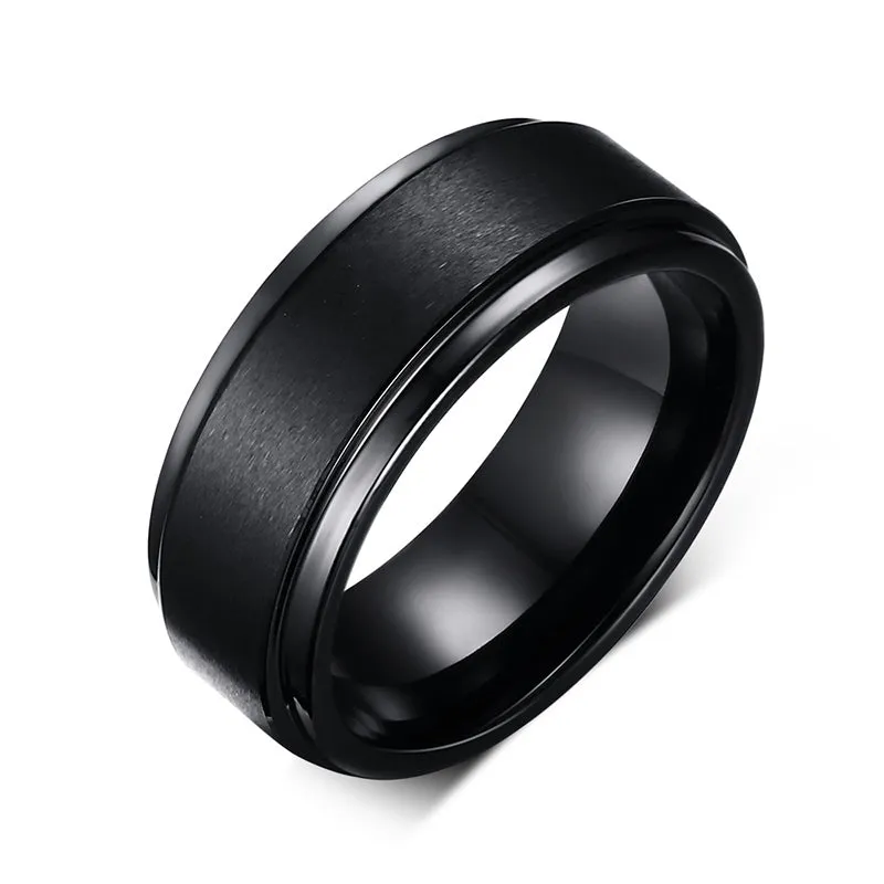 Mens Rings BASIC 8MM Wedding Band Black Pure Tungsten Carbide Engagement Ring for Men Matte Brushed Center Jewelry bague homme