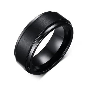 Mens Rings BASIC 8MM Wedding Band Black Pure Tungsten Carbide Engagement Ring for Men Matte Brushed Center Jewelry bague homme