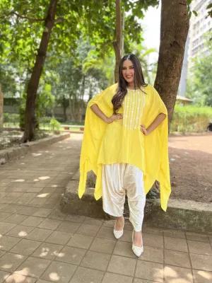 Yellow Kaftan Style Kurta Set